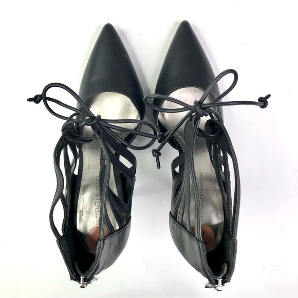 BCBGeneration Delphia stilettos vegan leather heels cut-outs pointy toe back zip - Picture 9 of 12